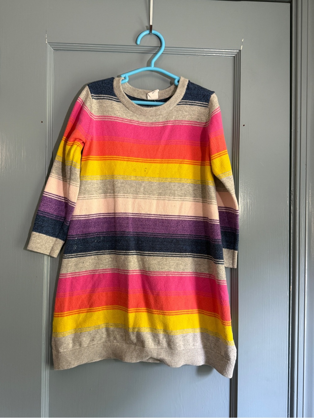 GAP Girls Striped Knit Dress - Pink, Yellow, Purple, Navy